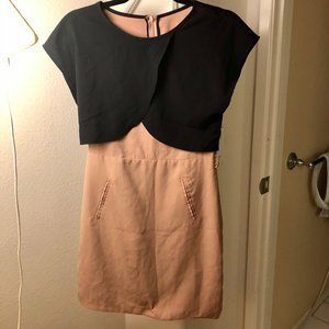 Silk Knee- Length Dress- Beige US XS/00